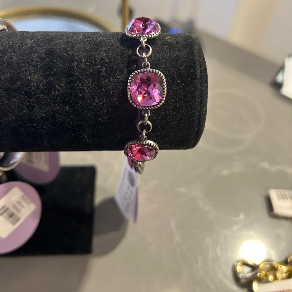 Elegant Fuschia Gemstone Bracelet by Rachael Marie